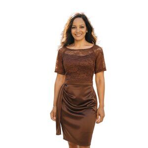 Mondschein Brown Lace Satin Dress